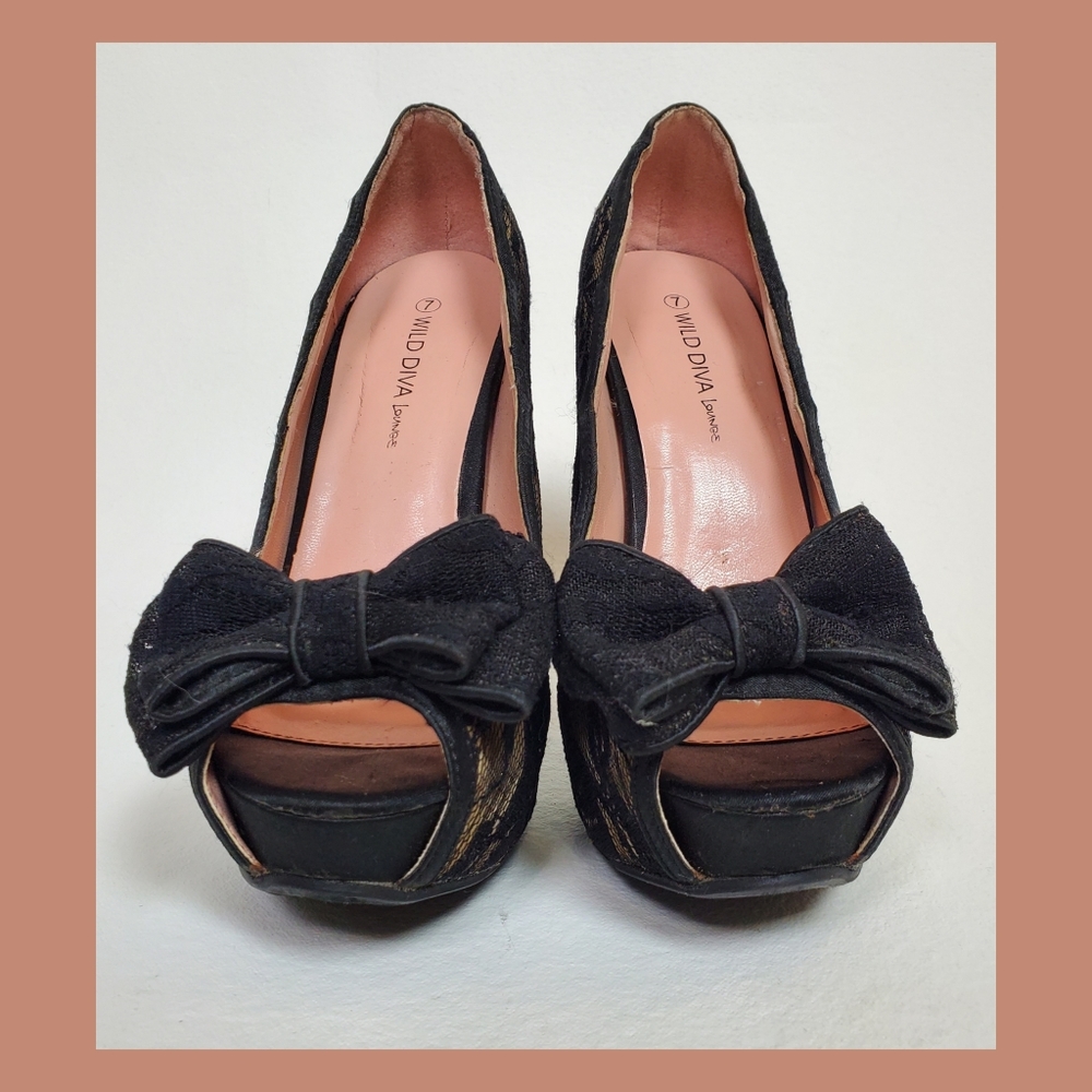 Lace & bow platform heels - Picture 4 of 10